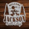 Moose Personalized Metal Sign - Arched Top Park Sign With Side Trees - Image 2