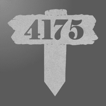 Metal Address Sign For Yard-Rustic Wood Look With Stake - Image 5
