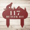 Metal Custom Address Sign Staked With Cougar Setting Atop - Image 5