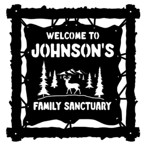 Log frame with stretched hide inside - Buck and trees