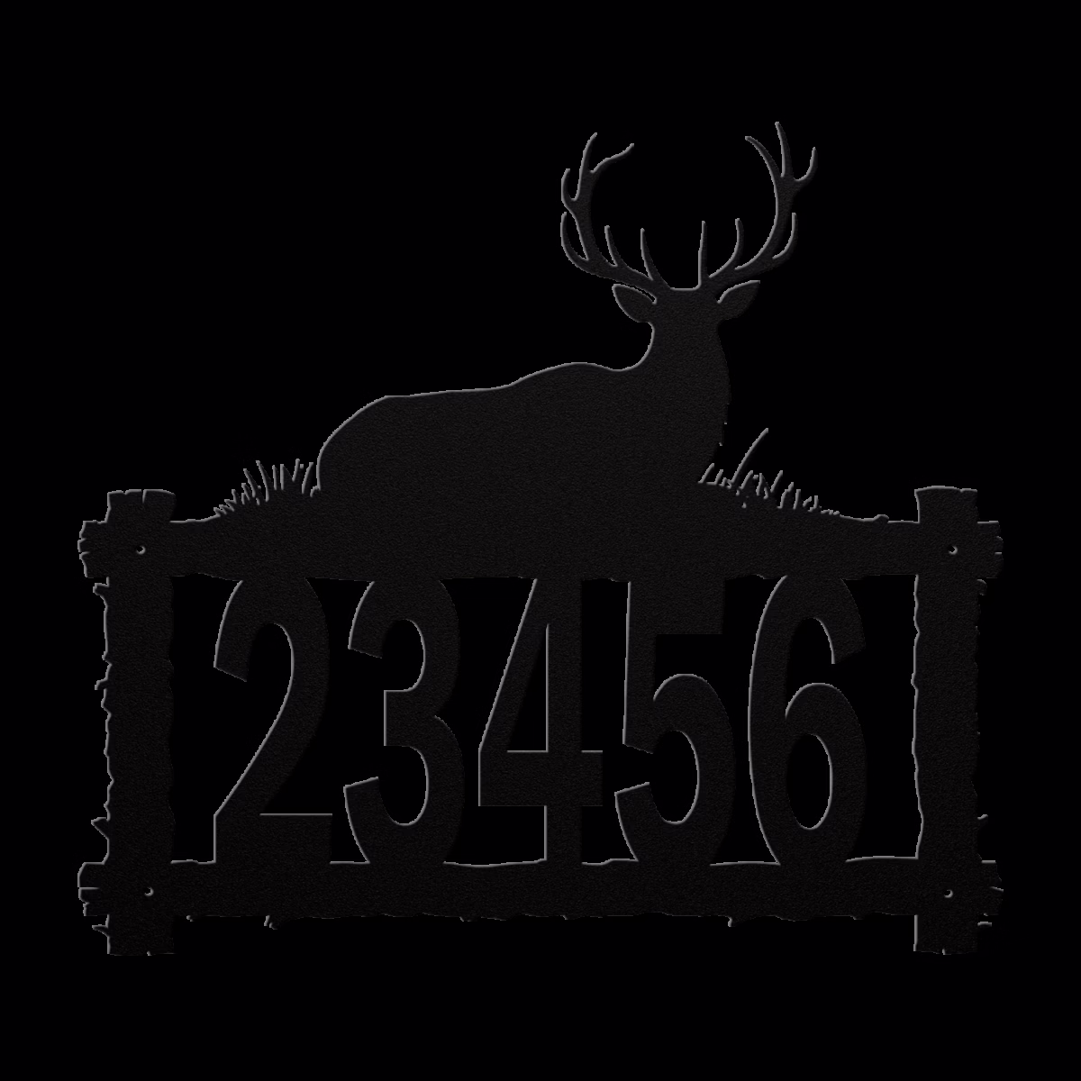 Custom metal address sign with bedded elk on top