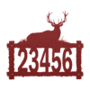 a house number and elk on a log frame