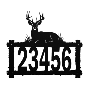 Metal address sign with a buck