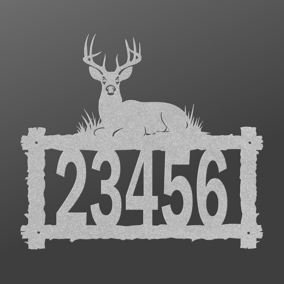 Log_Address_Sign_With_Bedded_Buck_Top_Silver_Gradient_Mockup Metal Address Sign Log Frame With Bedded Buck Top - Image 3