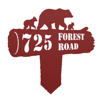 yard address sign with bears