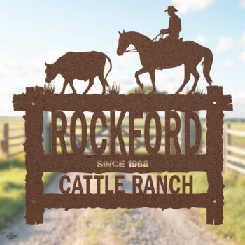 Metal Wall Sign Rustic Frame Cowboying - Image 3