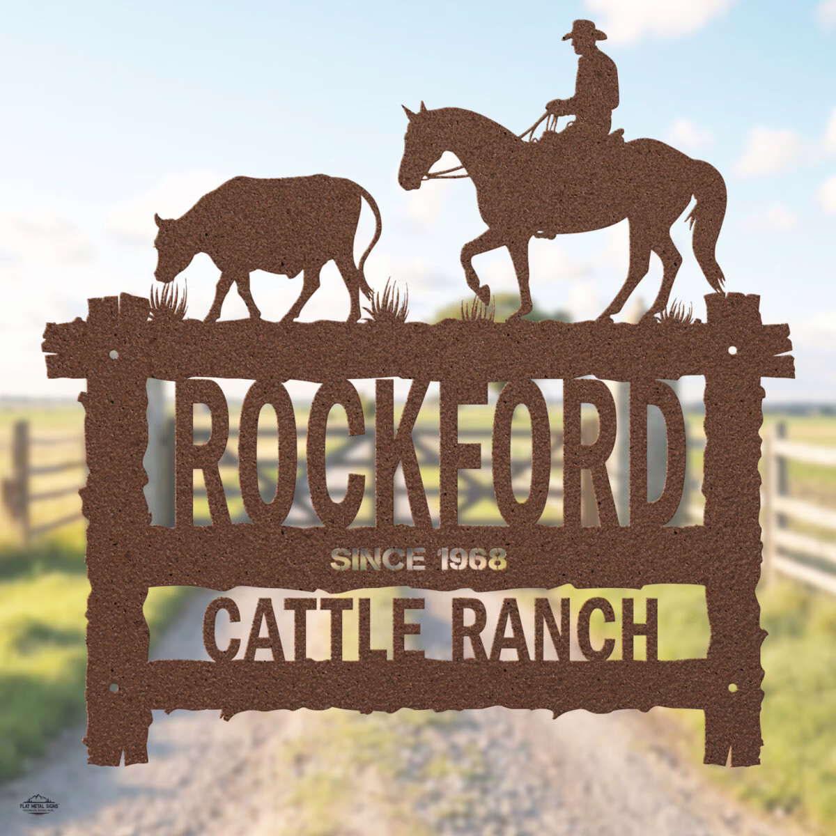 Metal Wall Sign Rustic Frame Cowboying - Image 3