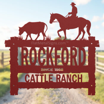 Metal Wall Sign Rustic Frame Cowboying - Image 2