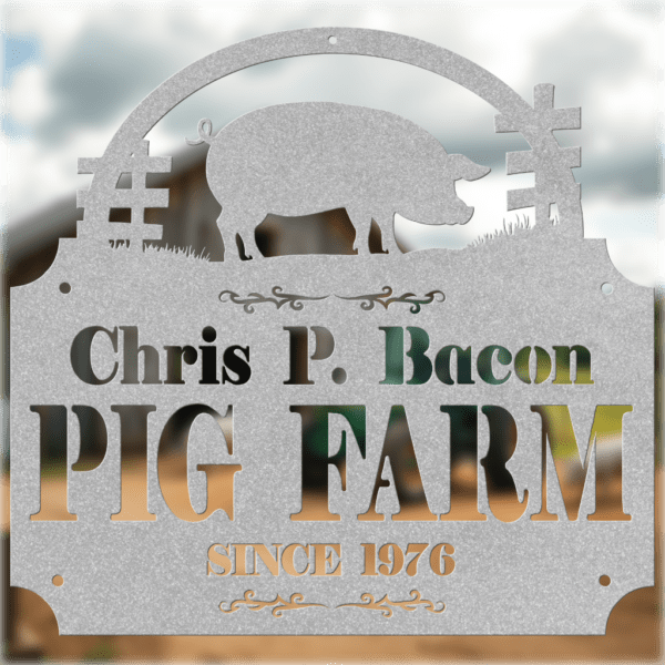 Metal pig sign