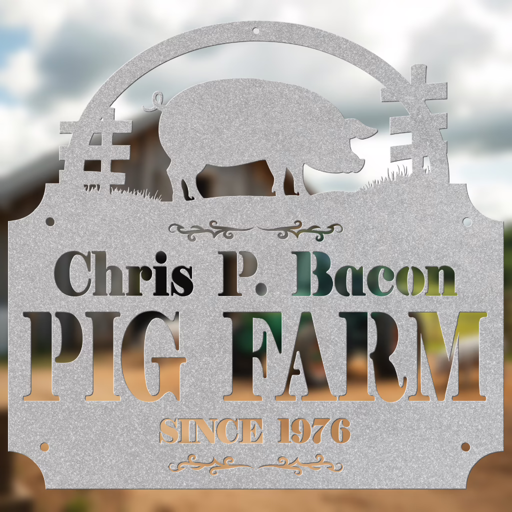 Metal pig sign
