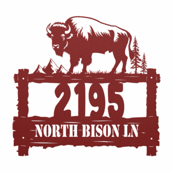 Custom Bison Metal Wall Address Sign