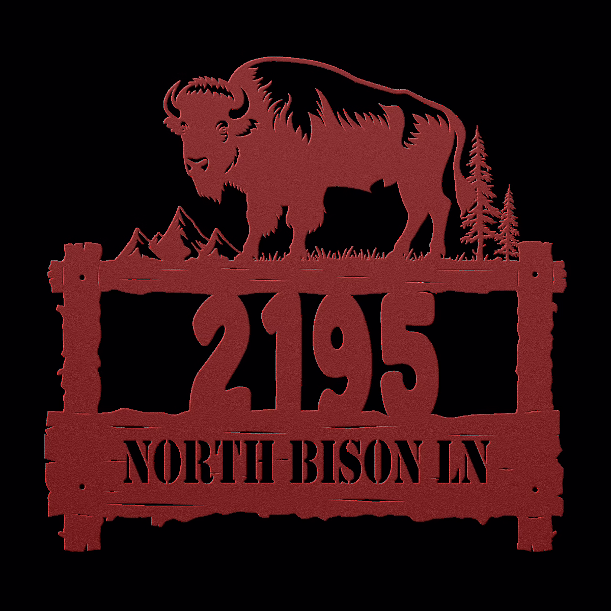 Custom Bison Metal Wall Address Sign