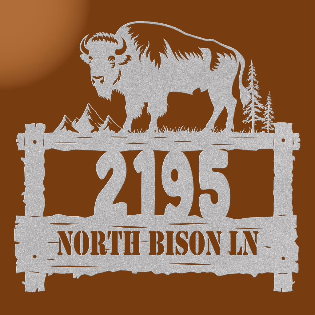 Custom Bison Metal Wall Address Sign - Image 5