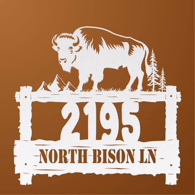 Custom Bison Metal Wall Address Sign - Image 4