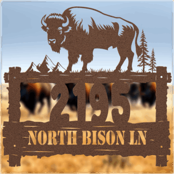 Bison Metal Address Sign