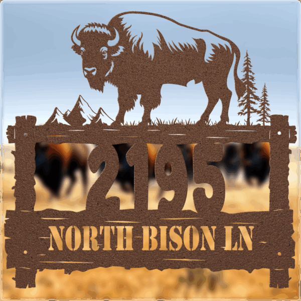 Bison Metal Address Sign