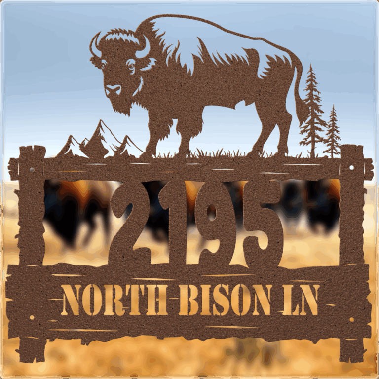 Bison Metal Address Sign