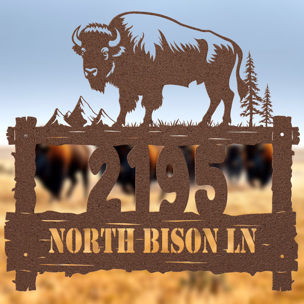 Bison Metal Address Sign