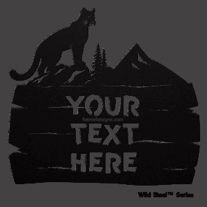 Cougar Metal Sign Rustic Log Frame