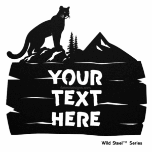 Cougar Metal Sign Rustic Log Frame