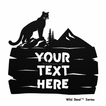 Cougar Metal Sign – Rustic Log Frame Wall Art or Yard Decor | Wild Steel Series - Image 1