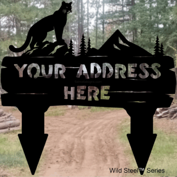 Cougar Metal Sign – Rustic Log Frame Wall Art or Yard Decor | Wild Steel Series - Image 3