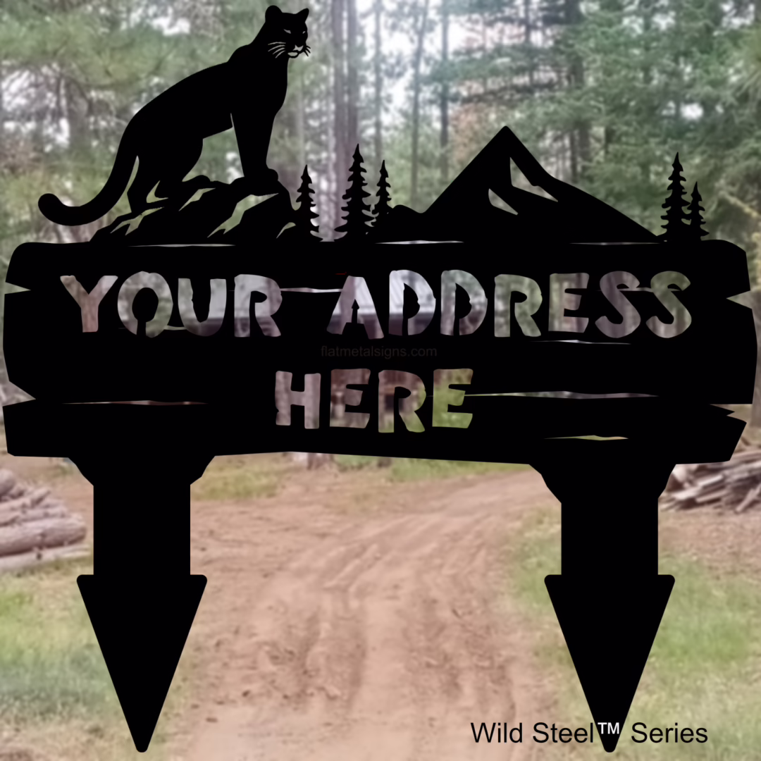 Cougar Metal Sign – Rustic Log Frame Wall Art or Yard Decor | Wild Steel Series - Image 3