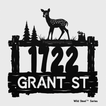 custom fawn metal address sign – Wild Steel™ Series design