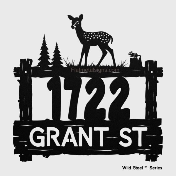 custom fawn metal address sign – Wild Steel™ Series design