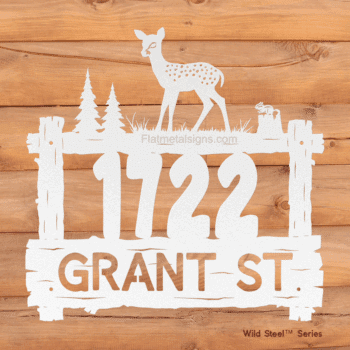 Custom Fawn Metal Address Sign - Log Frame - Chipmunk - Wild Steel Series - Image 5