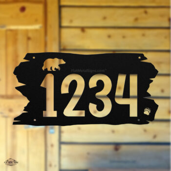 Rustic Metal Address Sign With Walking Bear - Image 2