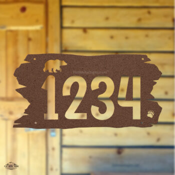 rustic bear house number plaque cabin décor