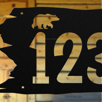 Rustic Metal Address Sign With Walking Bear - Image 5