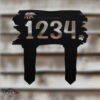 rustic bear yard address sign for driveway entry