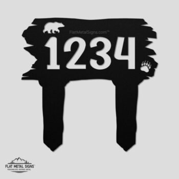 Rustic Bear Yard Address Sign – Custom Cabin Metal Sign - Image 2