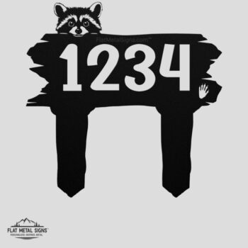 Rustic Peeking Raccoon Yard Address Sign – Whimsical Metal Sign - Image 2