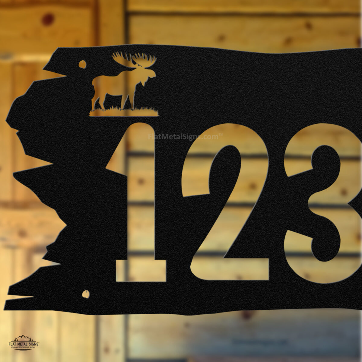 Rustic-address-moose-black-closeup 18-gauge steel construction