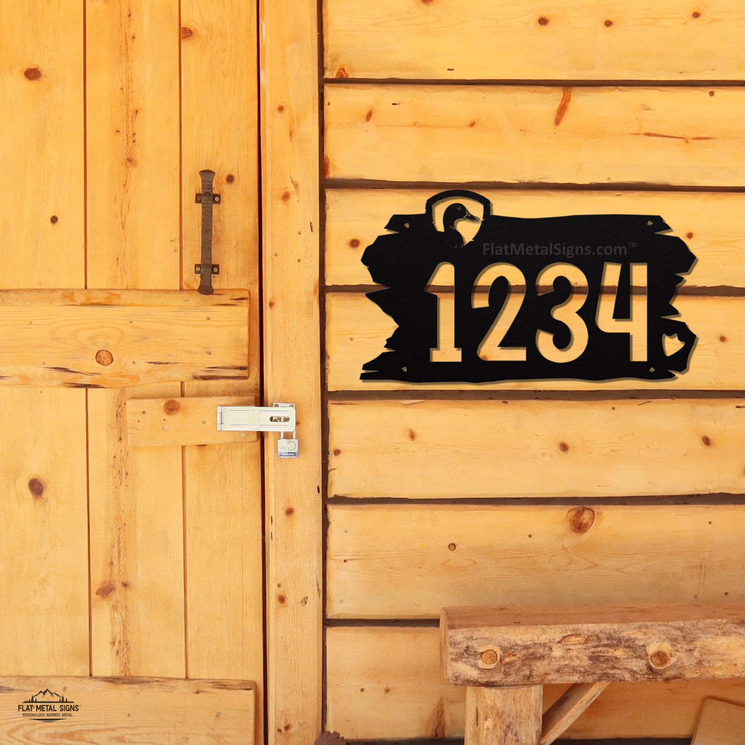 Rustic-wall-address-sign-moose-loon Rustic Duck Address Sign