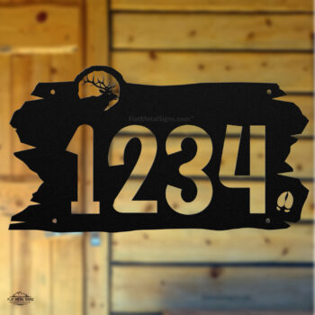 Our black rustic elk address sign customized for your address