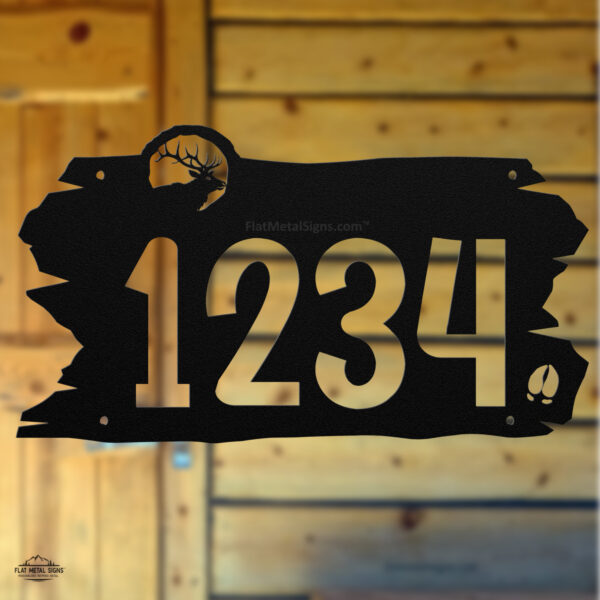 Our black rustic elk address sign customized for your address