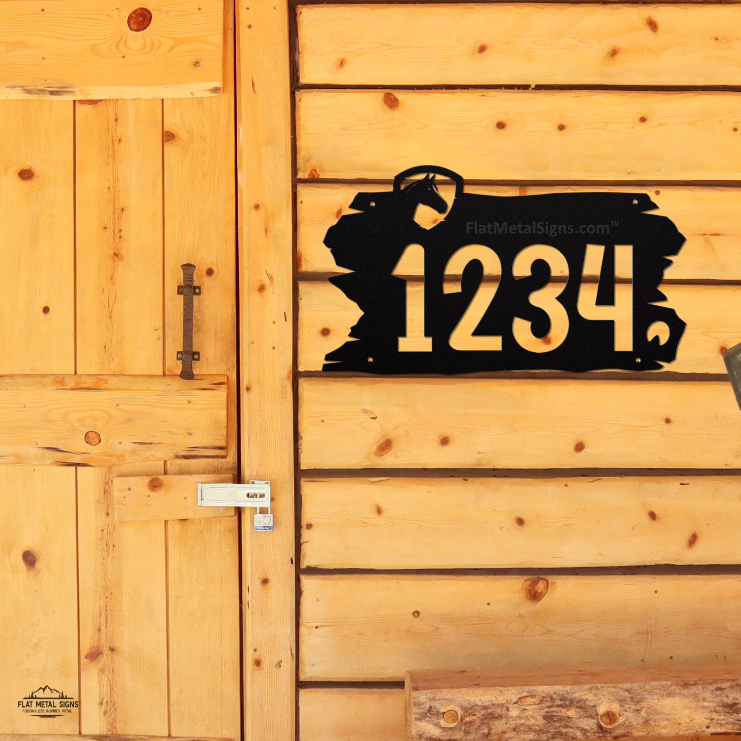 rustic horse address sign