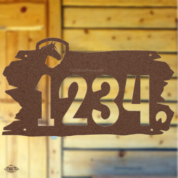 Custom metal horse address plaque for ranch entrances