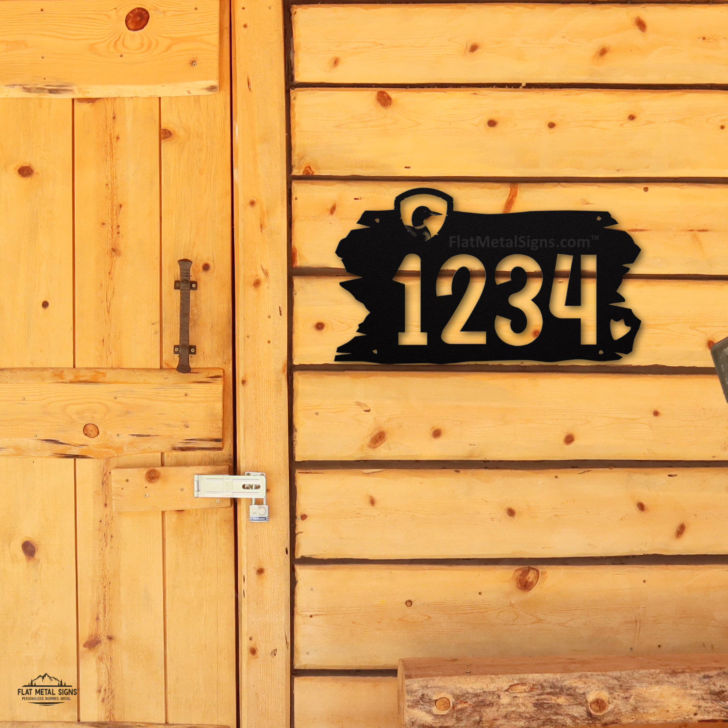 rustic loon address sign