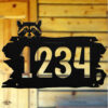 Peeking Raccoon Rustic Address Sign – Custom Metal House Number Plaque - Image 3