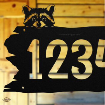 Peeking Raccoon Rustic Address Sign – Custom Metal House Number Plaque - Image 4