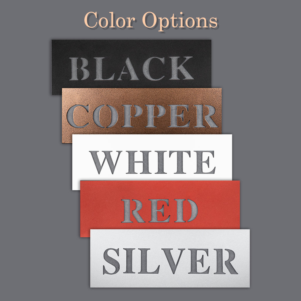 Staggered Color Swatch Options Five powder coated colors to choose from