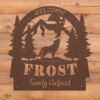 Arched Rustic Wolf Welcome Sign - Wolf Howling At Moon - Image 3