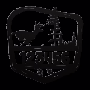 Running buck address sign in rustic twig frame