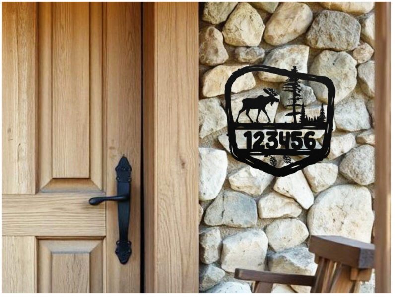 rustic moose address plaque