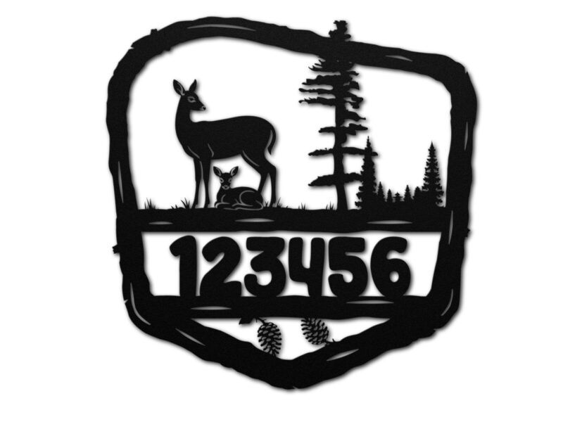Rustic Deer Metal Address Sign
